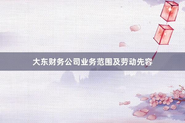 大东财务公司业务范围及劳动先容
